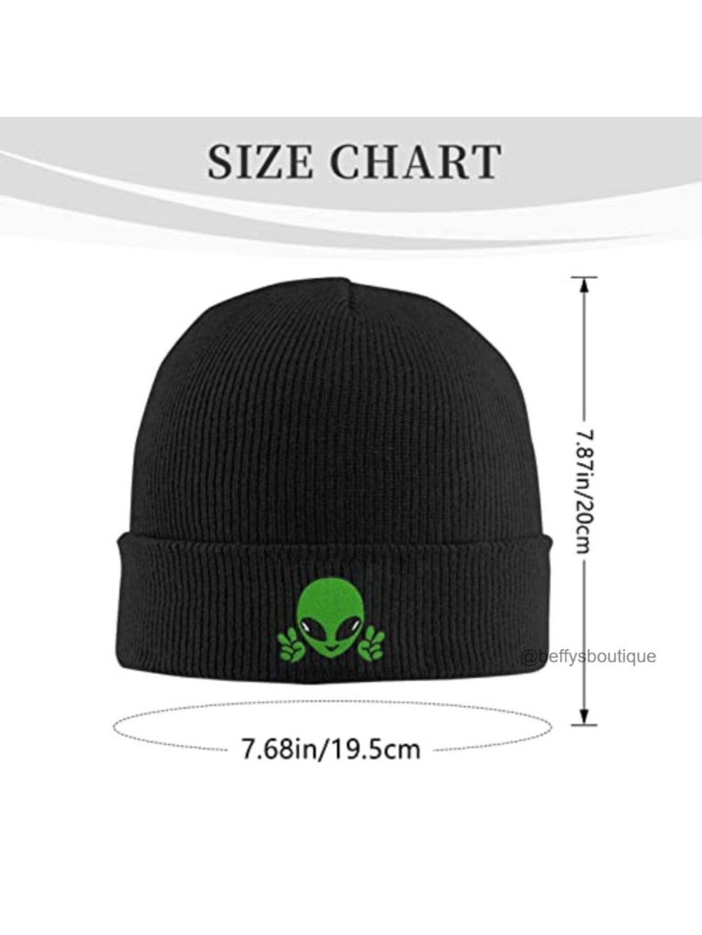 Embroidered Knit Beanie Hat 100% Acrylic Cuffed Winter Cap One Size - Picture 5 of 6